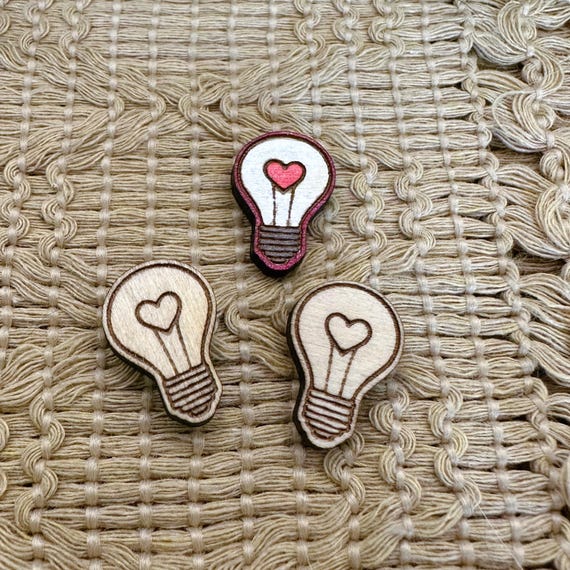 4+ Heart Lightbulb Unfinished Wood Pieces Jewelry Blanks