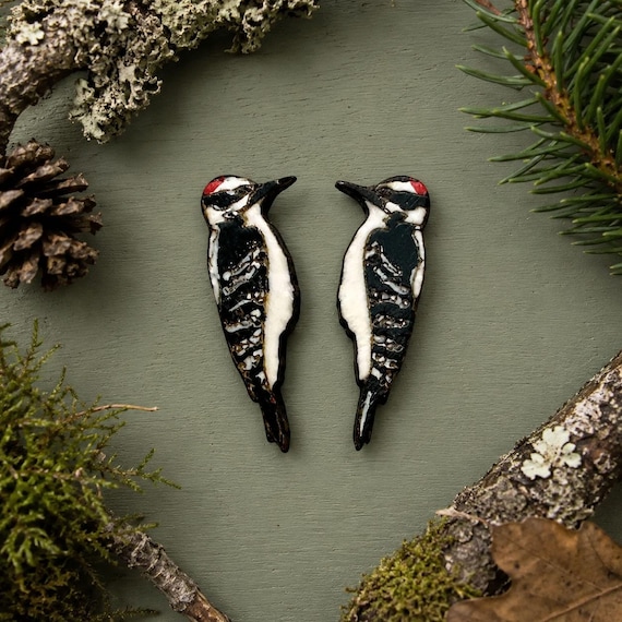 Downy Woodpecker Stud Earrings
