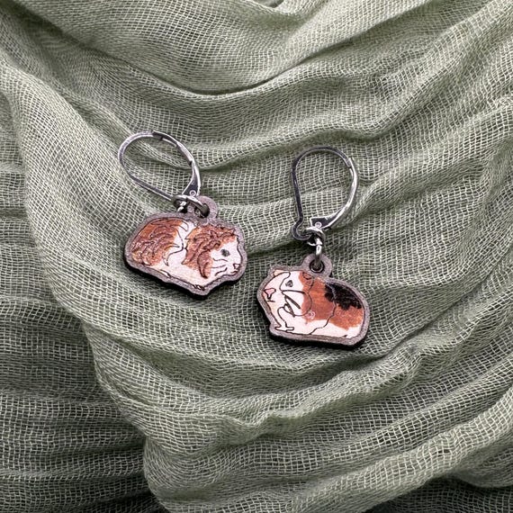 Custom Guinea Pig Stud or Dangle Earrings – Hand-Painted to Match Your Pet