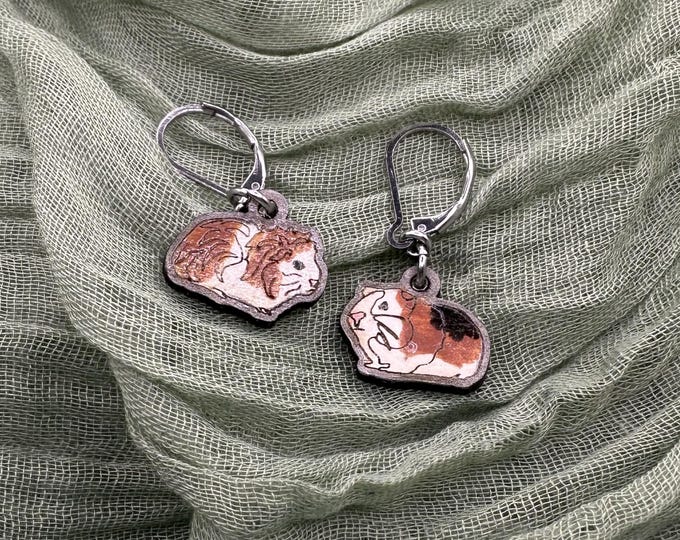 Custom Guinea Pig Stud Earrings – Hand-Painted to Match Your Pet