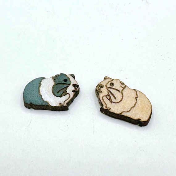 Guinea Pig Wood Earring Blanks - Mini Paintable Craft Pieces