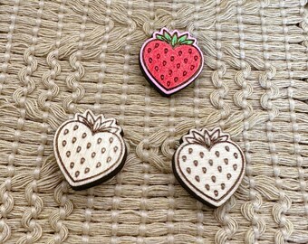 4+ Heart Strawberry Unfinished Wood Pieces Jewelry Blanks
