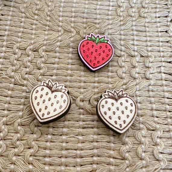 4+ Heart Strawberry Unfinished Wood Pieces Jewelry Blanks