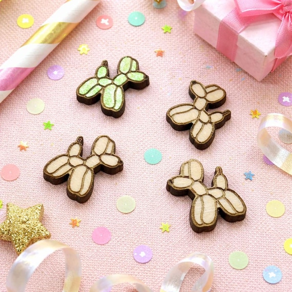 Wood Balloon Dog Earrings: Laser Engraved - DIY Craft Blanks
