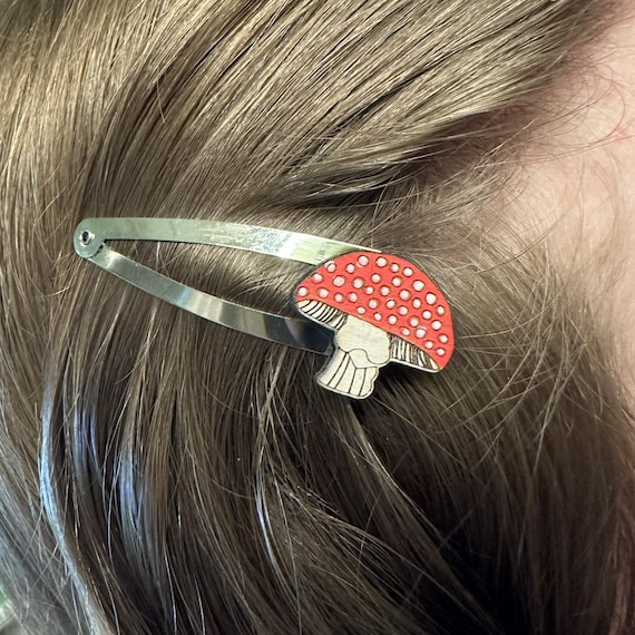 Mushroom Hand-painted Hair Clip