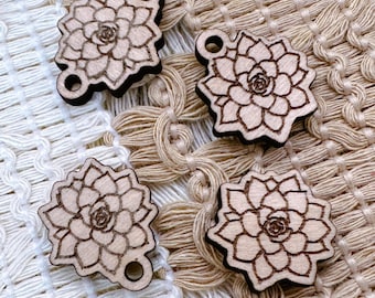Succulent Wood Charms Cabachons Connectors Dangles Jewelry Findings