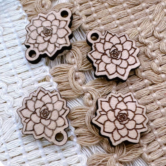 Succulent Wood Charms Cabachons Connectors Dangles Jewelry Findings