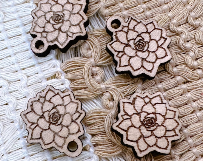 Succulent Wood Charms Cabachons Connectors Dangles Jewelry Findings