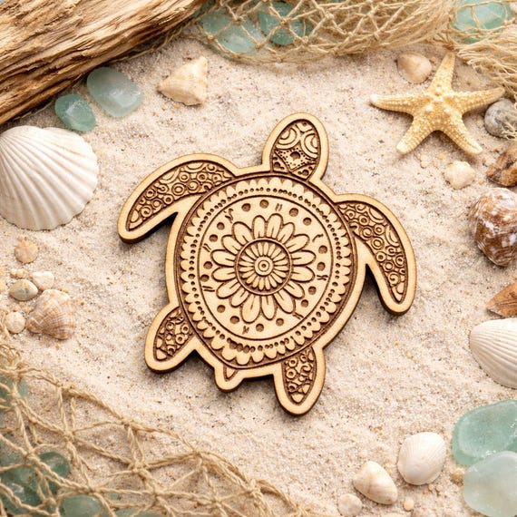 Sea Turtle Wood Blank: Laser Engraved Wood- 2 inches tall