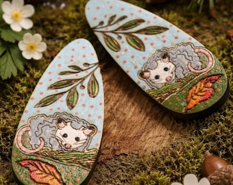 Opossum Hair Clips –  Trash Goblin Era Wooden Possum Barrettes