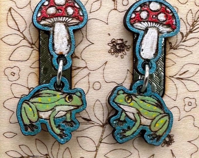 Frog Mushroom Earrings – Whimsical Woodland Style Jewelry