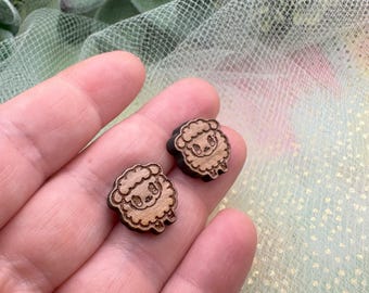 Sheep Cherry Wood Earrings