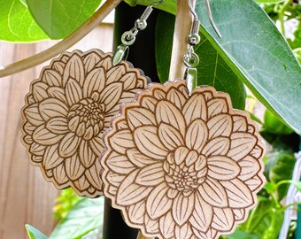 Unfinished Wood Dahlia Earrings