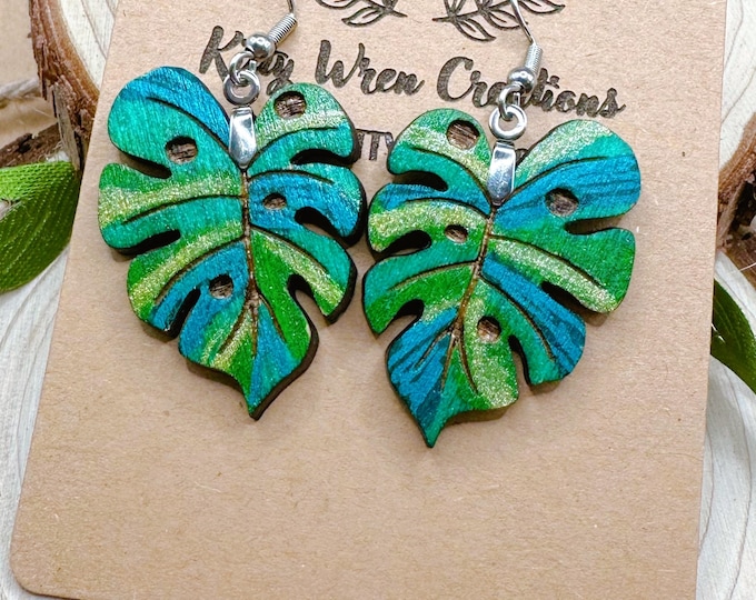 Monstera Dangle Earrings