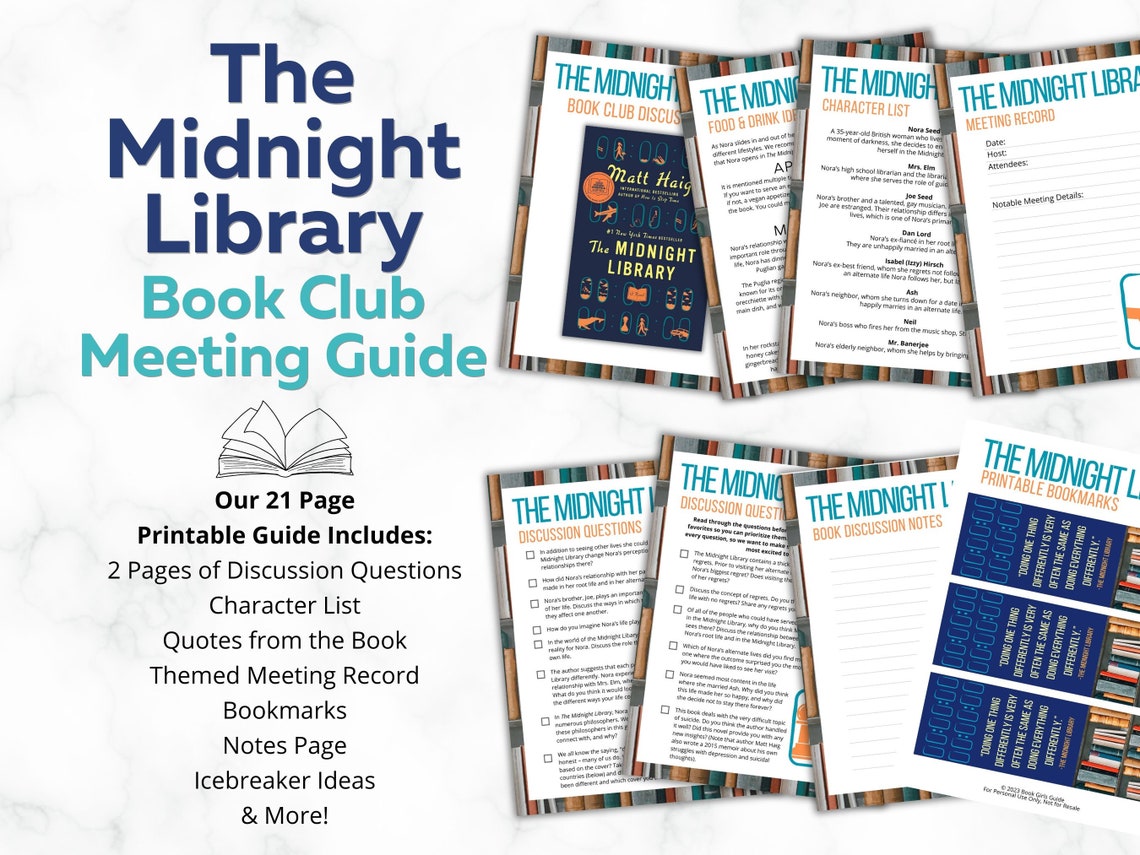 Library Book Club Process Mapping The Midnight Library Book Club Guide - Etsy