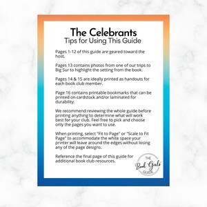 The Celebrants Book Club Guide - Etsy