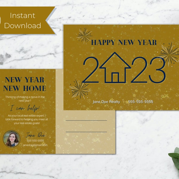 New Year Postcard Etsy