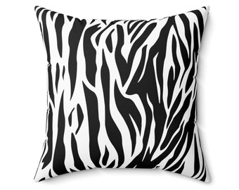 Tiger Print Black Square Pillow Case with Pillow Insert | Lumber Pillow | Throw Pillow