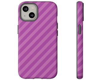 Pink Diagonal Stripe Phone Case | Glossy Protective Shell, Shock Absorption