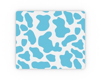 Aqua Cow print pattern Rectangular Mouse Pad