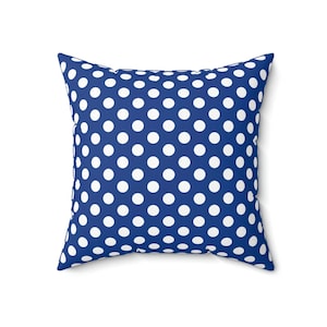 Blue Polka Dot Square Throw Pillow for Bedroom