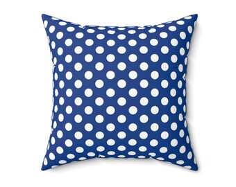 Blue Polka Dot Square Throw Pillow for Bedroom