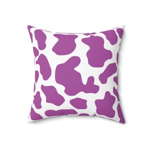 Cow Print Pattern Purple Square Throw Pillow | Decorative pillow