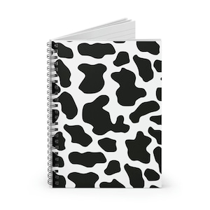 Cow Print Pattern Black Spiral School office Notebook | Ruled Line Notepad