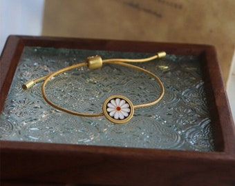 Pulsera Daisy de Oro / Pulsera Ajustable / Pulsera de Oro para Mujer / Regalo Daisy