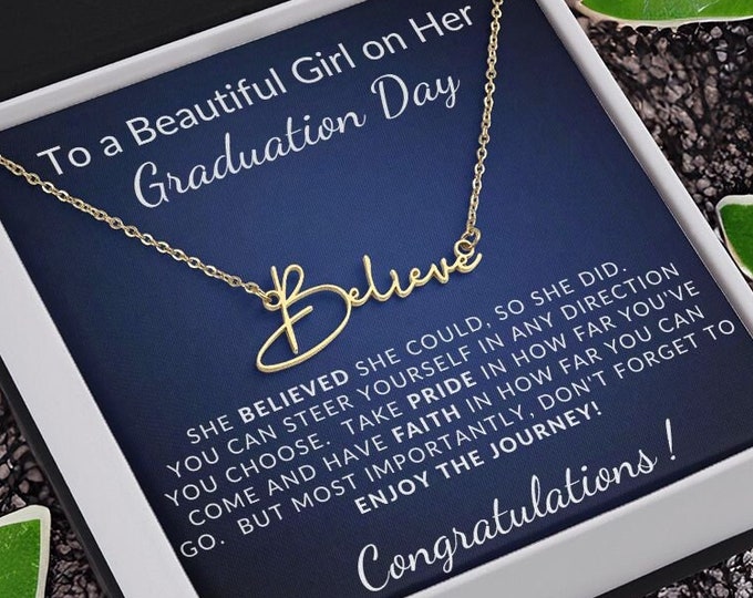 Personalized Graduation Necklace with Graduate's Name, Custom High School, College Graduation Gift, Name Pendant Jewelry for Her