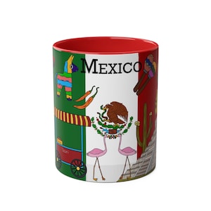 Mexico mug, Mexican-inspired Mug, Mexico design, Travel, Desk Mug, Perfect Gift, Custom mug, Unique Design Accent Coffee Mug, 11oz
