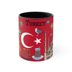 Turkey mug, Turkey-inspired Mug, Turkish design, Travel, Desk Mug, Perfect Gift, Custom mug, Unique Design Accent Coffee Mug, 11oz