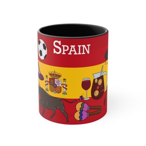 Spain mug, Spanish-inspired Mug, Spanish design, Travel, Desk Mug, Perfect Gift, Custom mug, Unique Design Accent Coffee Mug, 11oz