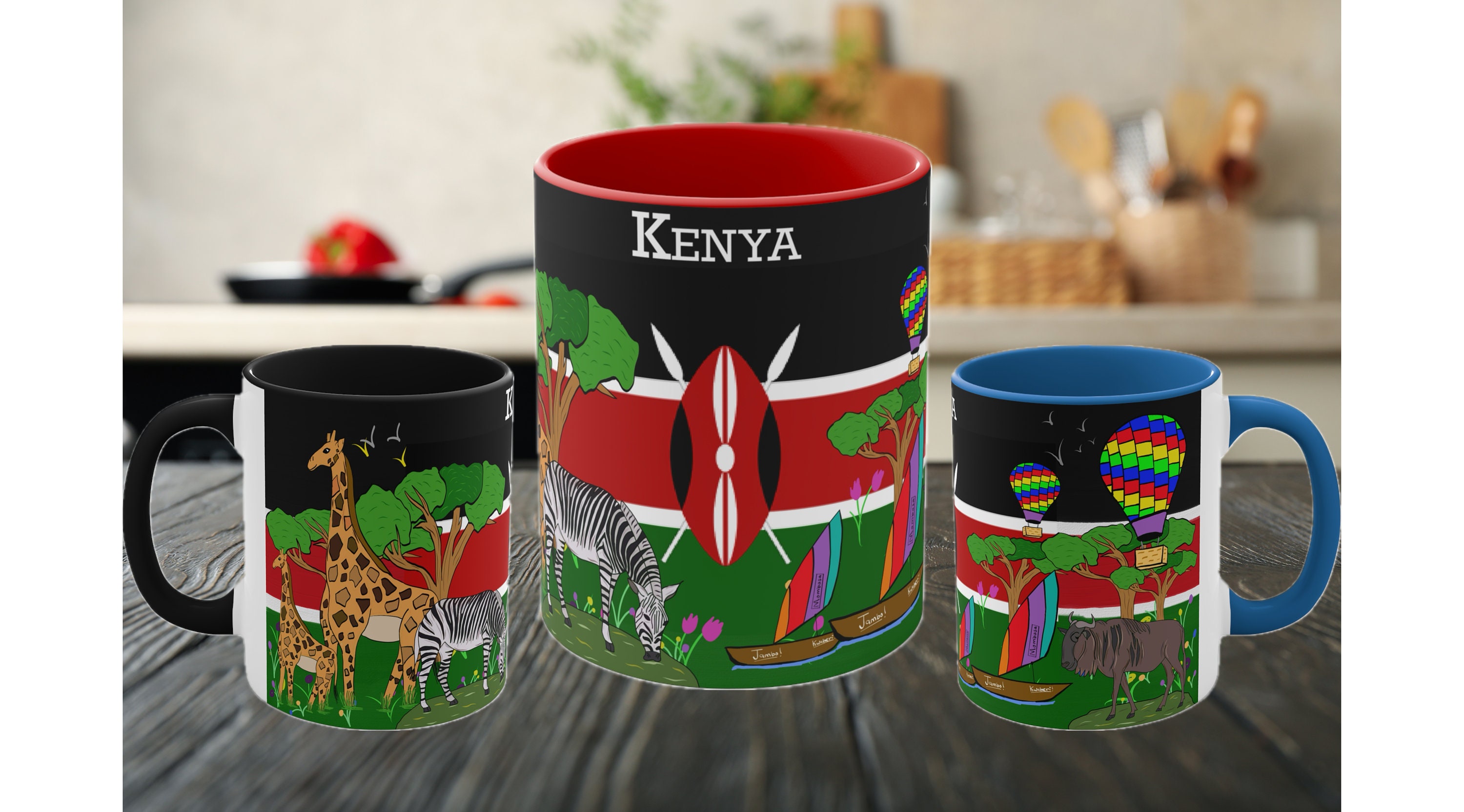 Kenya Mug, Kenyaninspired Mug, Kenyan Design, Travel, Desk Mug