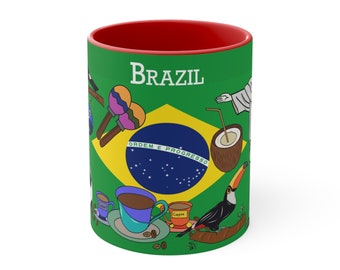 Brazilian mug, Brazil-inspired Mug, Brazilian design, Travel, Desk Mug, Perfect Gift, Custom mug, Unique Design Accent Coffee Mug, 11oz