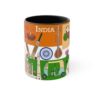 India mug, India-inspired Mug, Indian design, Travel, Desk Mug, Perfect Gift, Custom Designed, Unique Design Accent Coffee Mug, 11oz