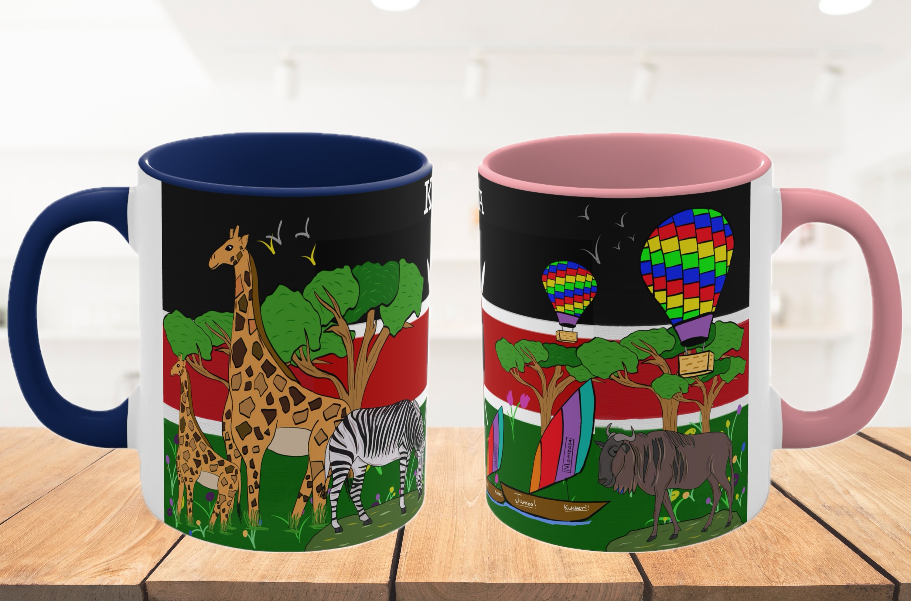 Kenya Mug, Kenyaninspired Mug, Kenyan Design, Travel, Desk Mug