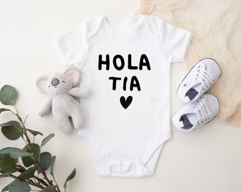 Hola Tia Baby Onesies® - Auntie Baby Clothes - Baby Girl Clothes - Baby Shower Gift - Tia Onesies® - Anuncio de Embarazo - Baby Girl Shirt