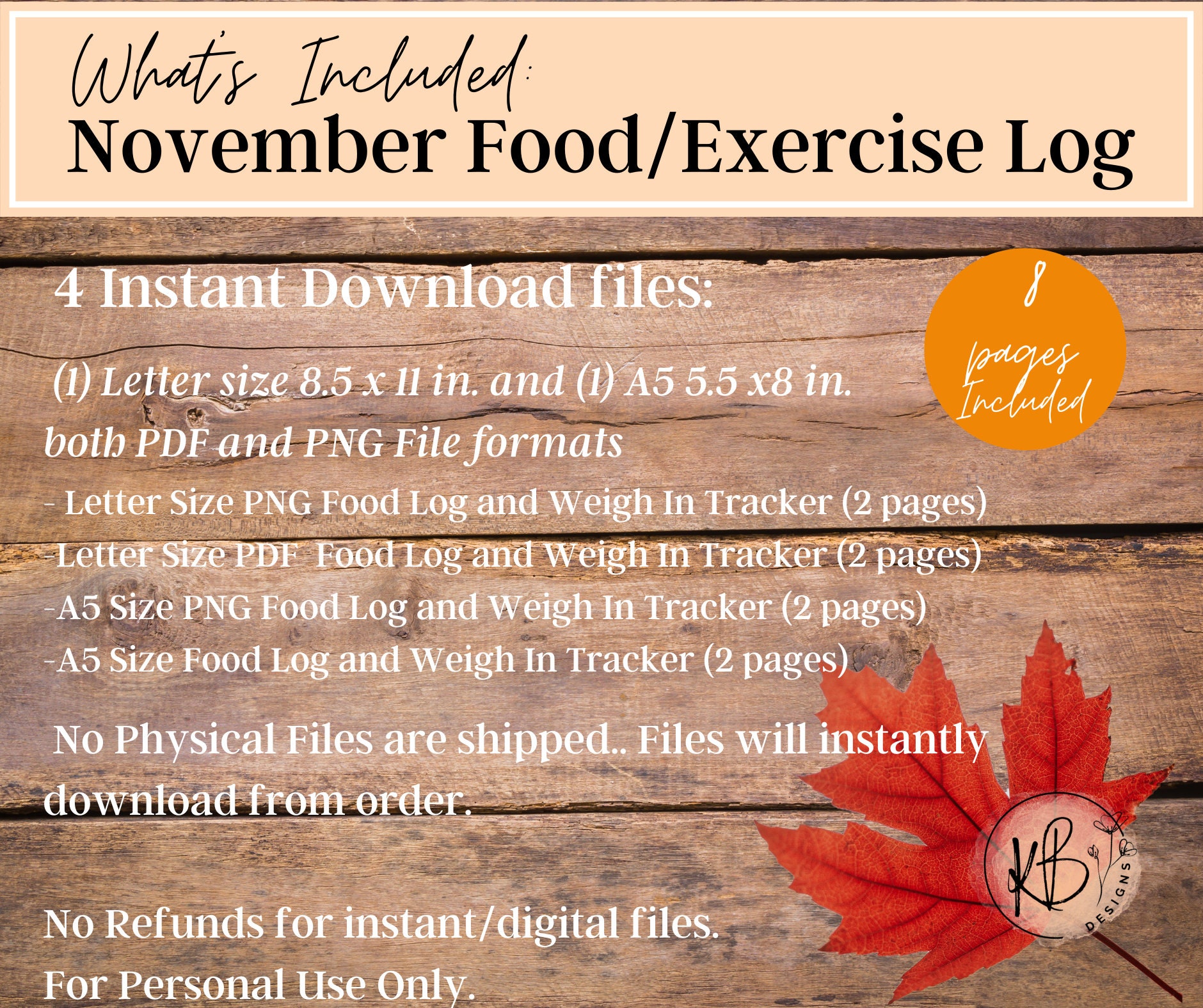 November Exercise November Food/exercise Log and Monthly Weigh-in Tracker - Etsy