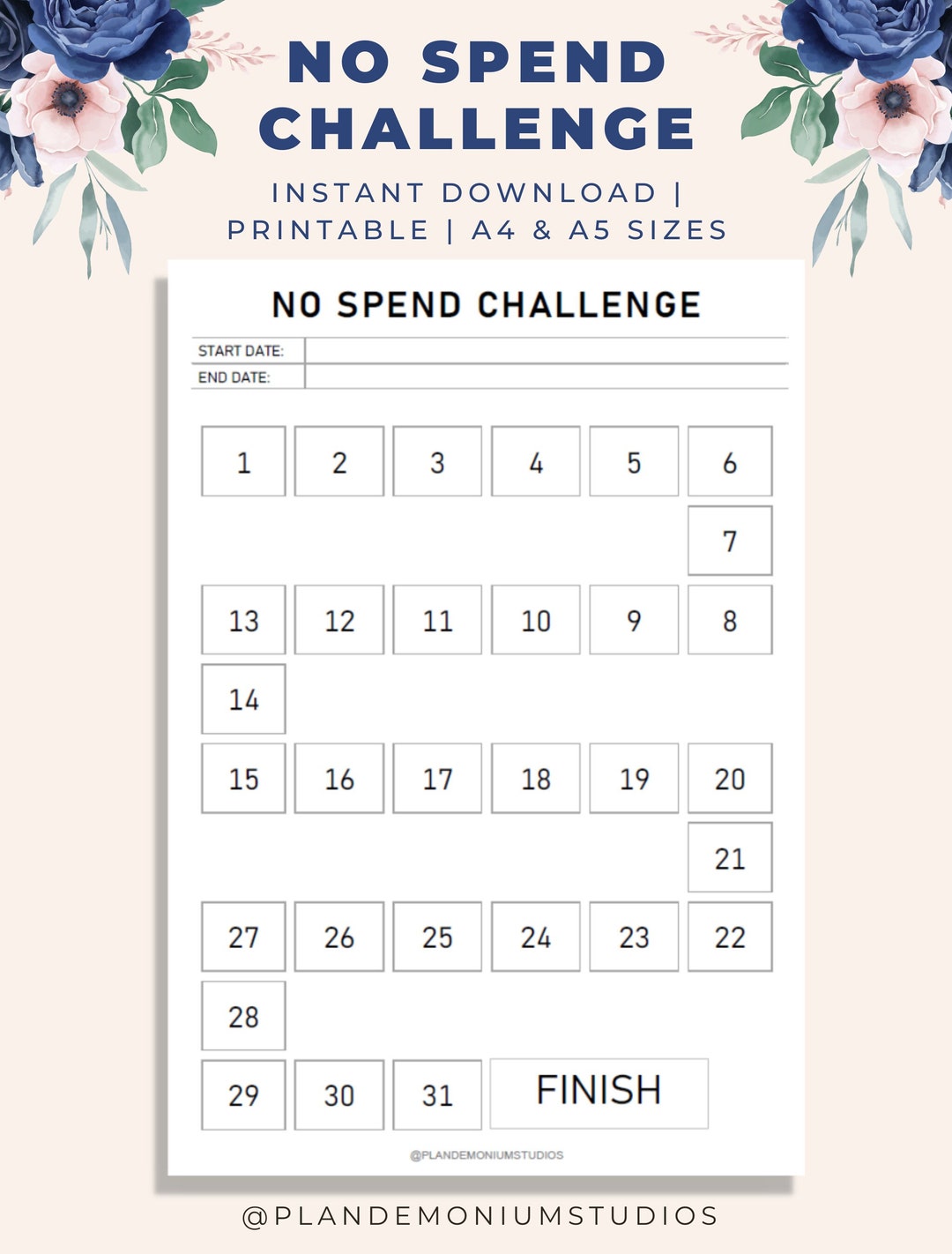 No Spend Challenge Simple Printable No Spend Month Template Etsy No Spend Challenge Simple Printable No Spend Month Template Etsy