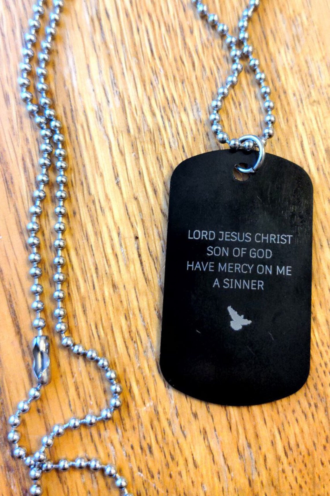 Crucifix Dog Tag Necklace black Etsy