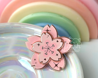 Sakura Spinning Hard Enamel Pin - Cherry Blossom - Kawaii Pins - Stress Relief - Unique Gift Idea - Rose Gold Pin - Pin Collection