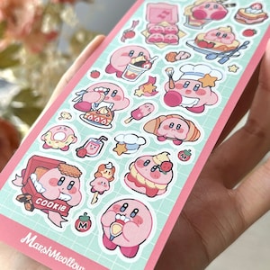 Sweet Kirby Bakery Vinyl Sticker Sheet- Cute Decor Sticker - Matte Waterproof Stickers