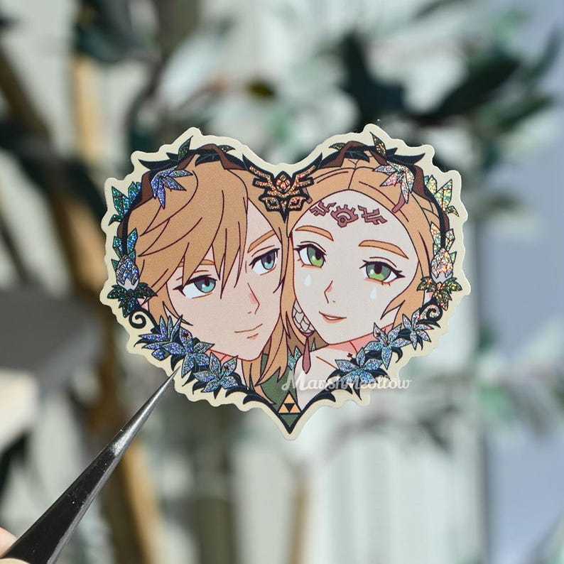 Totk Sticker Totk Link Zelda Heart Frame Sticker - Holographic Glitter Stickers ...