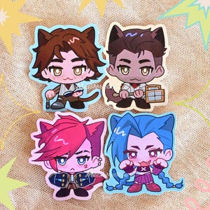 Pegatina mate de Arcane Kitty: pegatinas troqueladas impermeables Jinx Vi Viktor Jayce