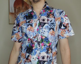 Men's Cat Kitten Work Button-up Button-down