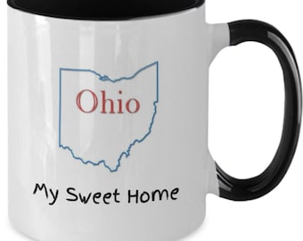 Ohio State Mug, Ohio Pride, My Sweet Home, 11 Oz Ceramic, Two Color Coffee Mug, Travelers Gift