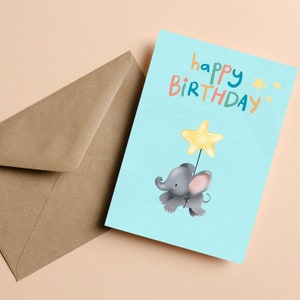 お子様の誕生日に贈る愛らしい印刷可能なカード - デジタルファイル