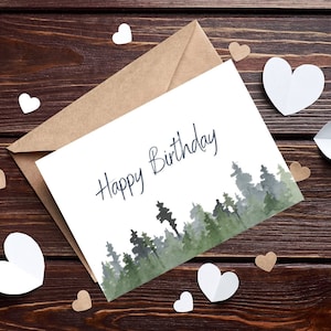 Hermosa tarjeta imprimible en acuarela para cumpleaños - Archivo digital