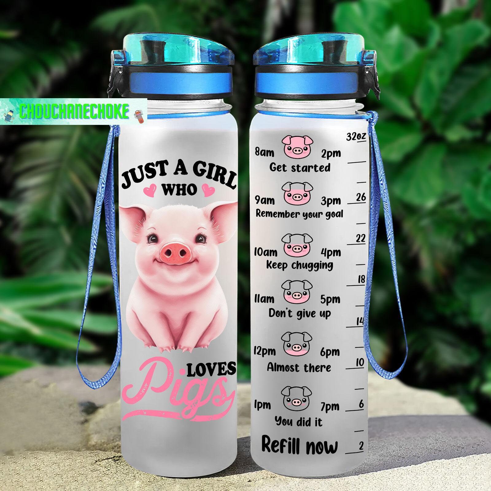Pig Water Tracker Bottle, Pig Water Bottle, Cute Pig Bottle, Pig